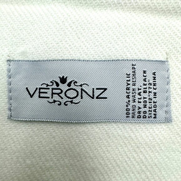 Veronz 100% Acrylic Super Soft White Women Scarf 12" x 72" - Picture 4 of 4